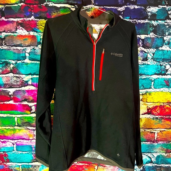 Columbia Men’s Omniheat Titanium Black and Red 1/4 Zip Fleece Large - Picture 1 of 4